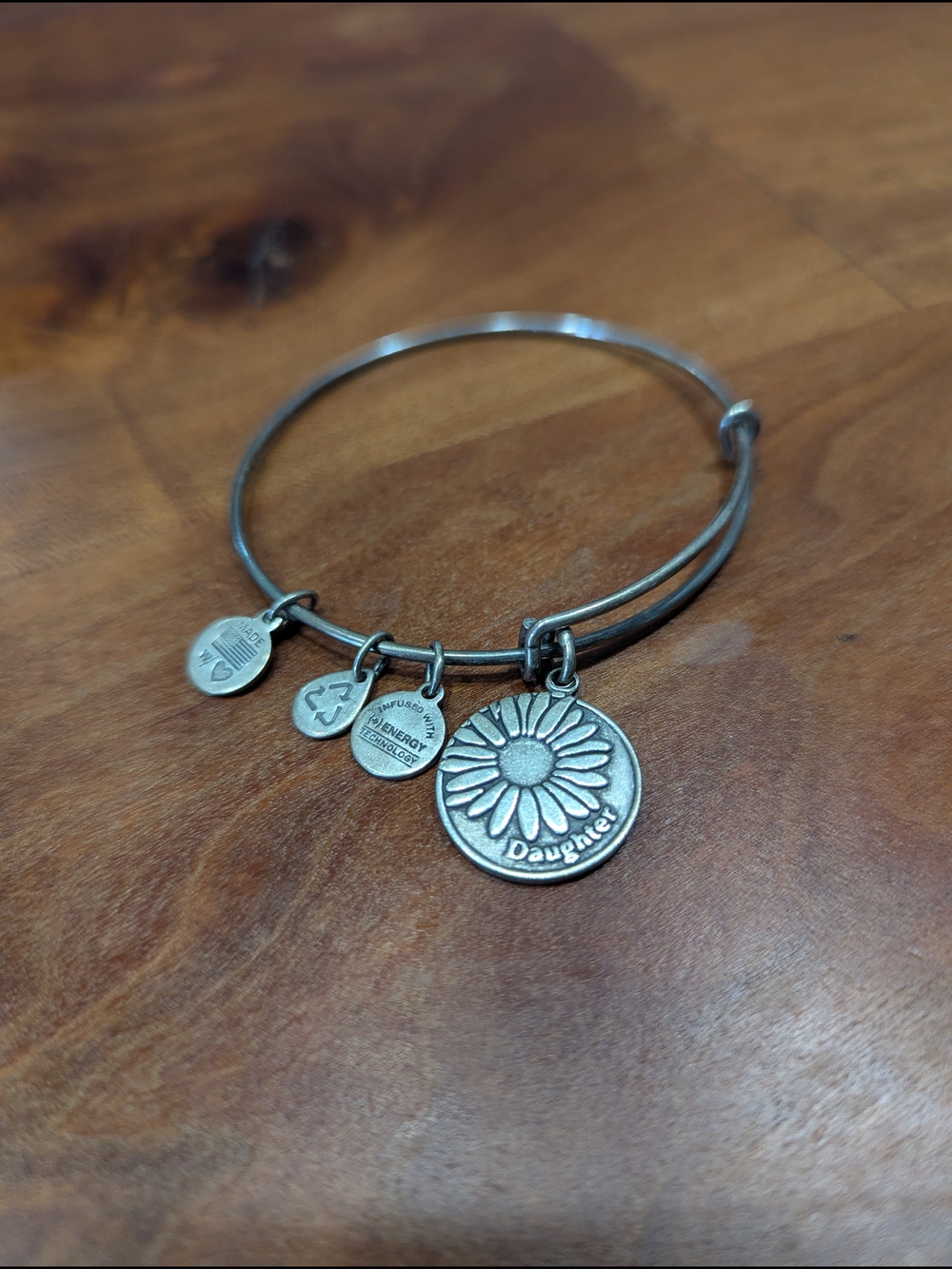 Alex And Ani Silver 'Daughter' Daisy Charm Bangle Bracelet